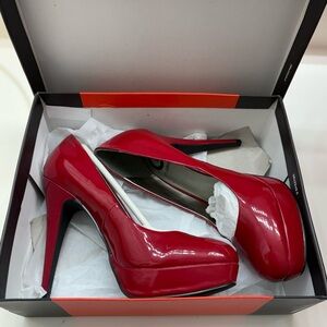 Guess Red Patent Platform Stiletto Heels